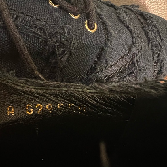 CHANEL CC Logo Platform Oxford Loafers Sz EU 38 US 8 Navy Canvas Preppy Grunge - Picture 11 of 15